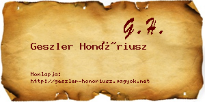 Geszler Honóriusz névjegykártya